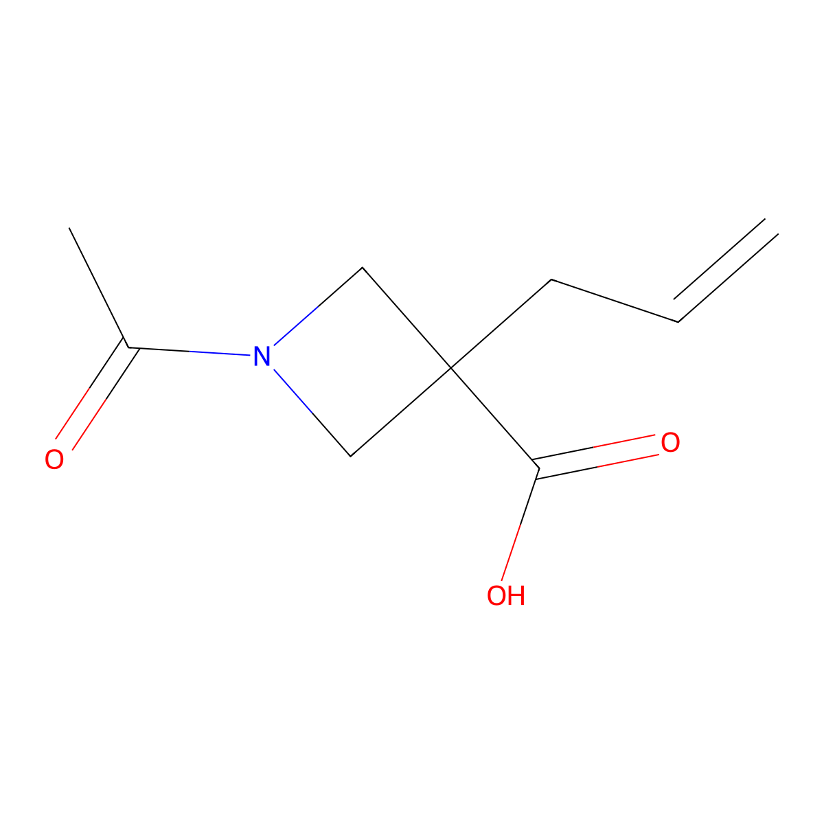1-Acetyl-3-(prop-2-en-1-yl)azetidine-3-carboxylic acid molecular structure, CAS 2169060-10-8