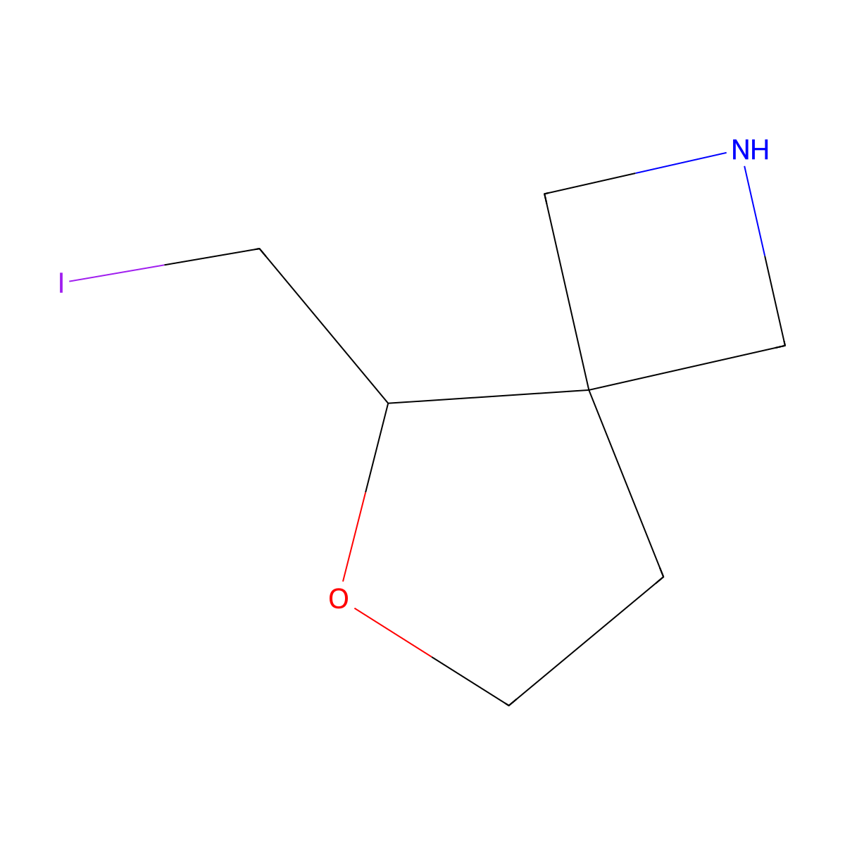 5-(Iodomethyl)-6-oxa-2-azaspiro[3.4]octane molecular structure, CAS 2169060-24-4