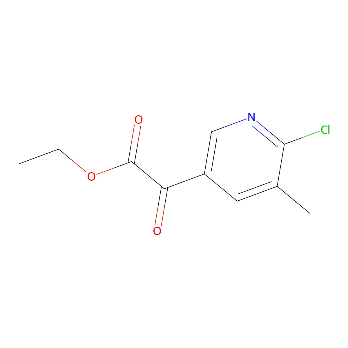 Ethyl 2-(6-chloro-5-methylpyridin-3-yl)-2-oxoacetate molecular structure, CAS 2169064-79-1