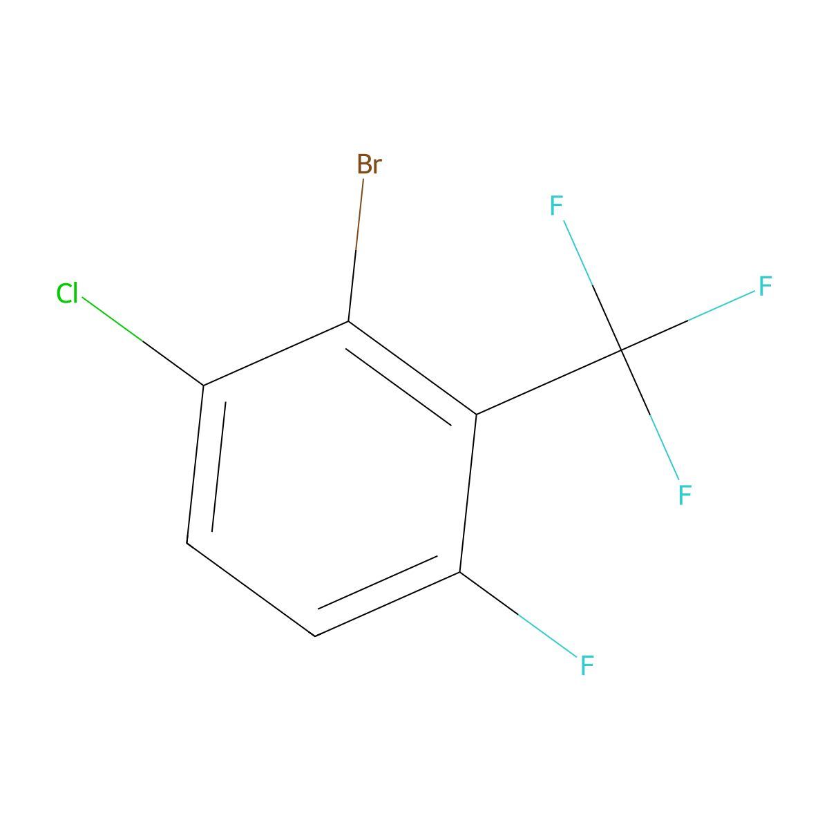 2-Bromo-1-chloro-4-fluoro-3-(trifluoromethyl)benzene molecular structure, CAS 2169069-89-8