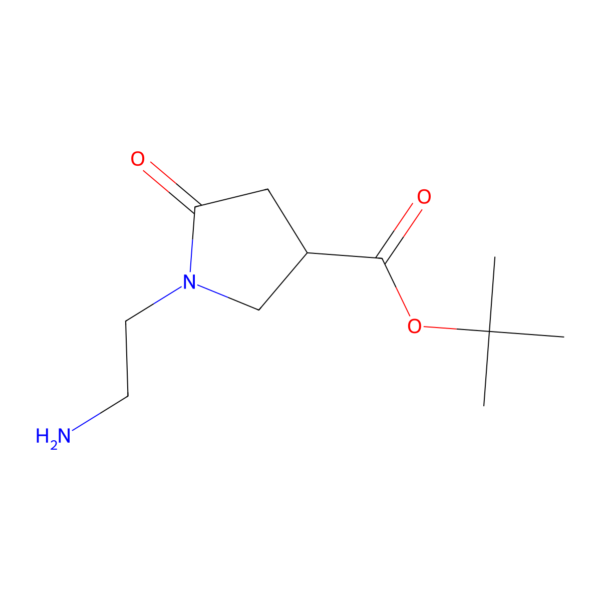 Tert-butyl 1-(2-aminoethyl)-5-oxopyrrolidine-3-carboxylate molecular structure, CAS 2169077-07-8