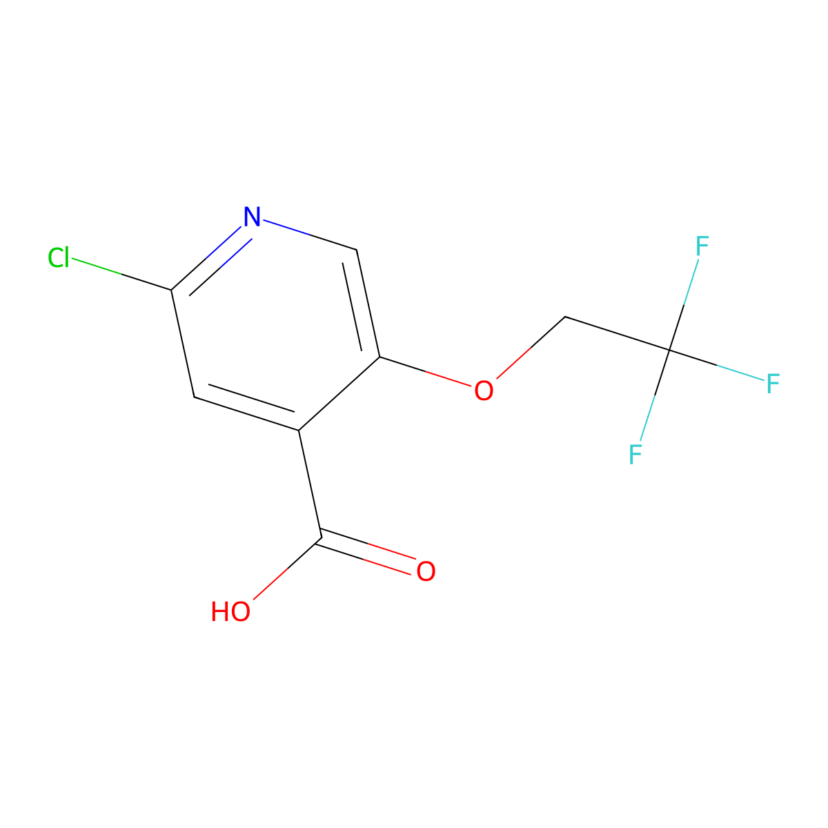 2-Chloro-5-(2,2,2-trifluoroethoxy)pyridine-4-carboxylic acid molecular structure, CAS 2169086-42-2