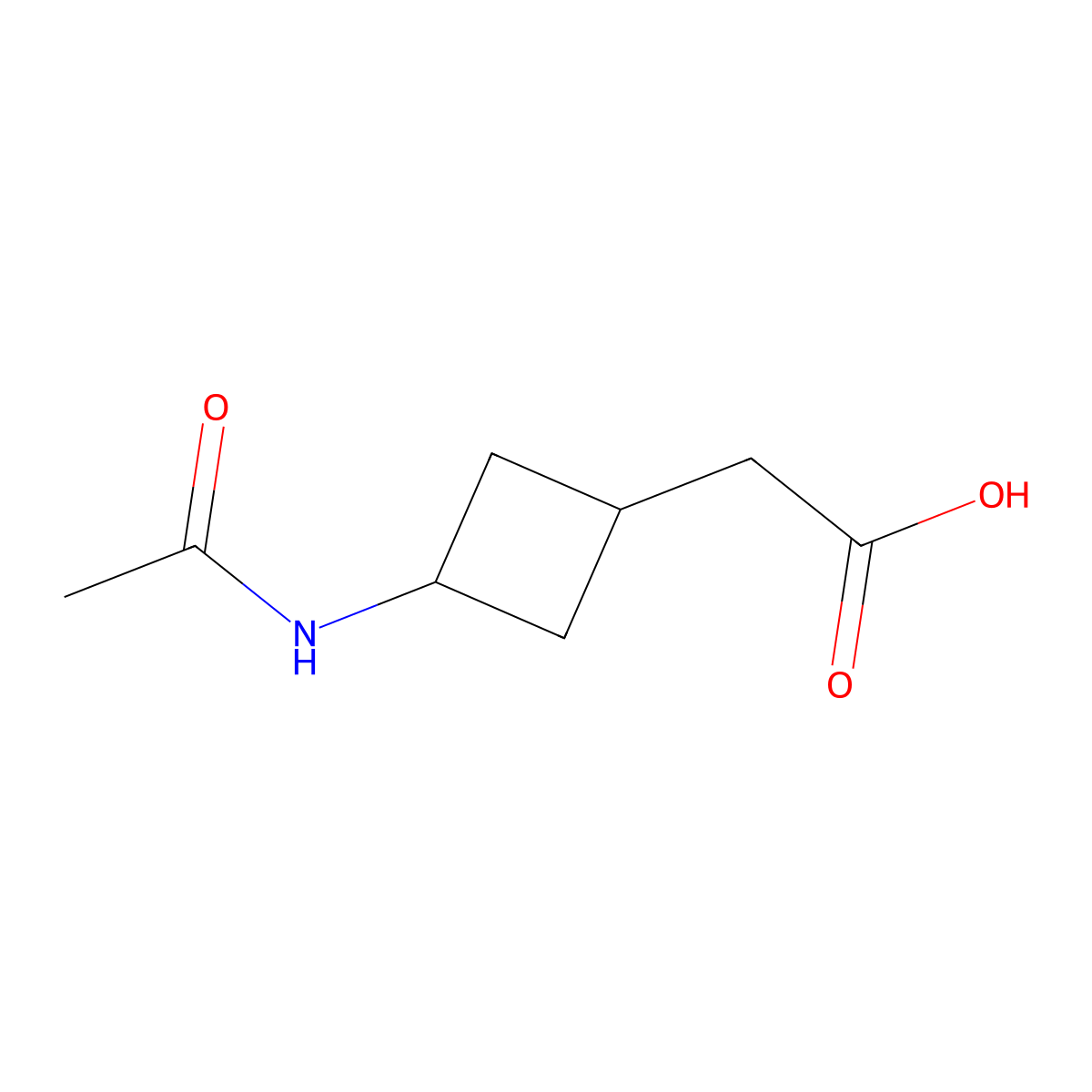 2-(3-Acetamidocyclobutyl)acetic acid molecular structure, CAS 2169092-44-6