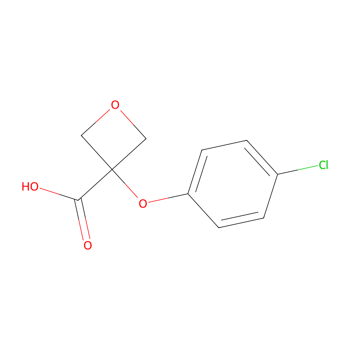 3-(4-Chlorophenoxy)oxetane-3-carboxylic acid molecular structure, CAS 2169095-12-7