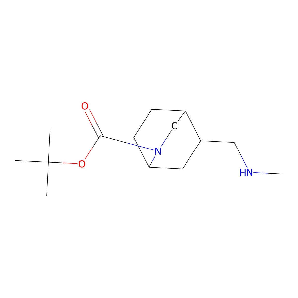 Tert-butyl 5-[(methylamino)methyl]-2-azabicyclo[2.2.2]octane-2-carboxylate molecular structure, CAS 2169097-05-4