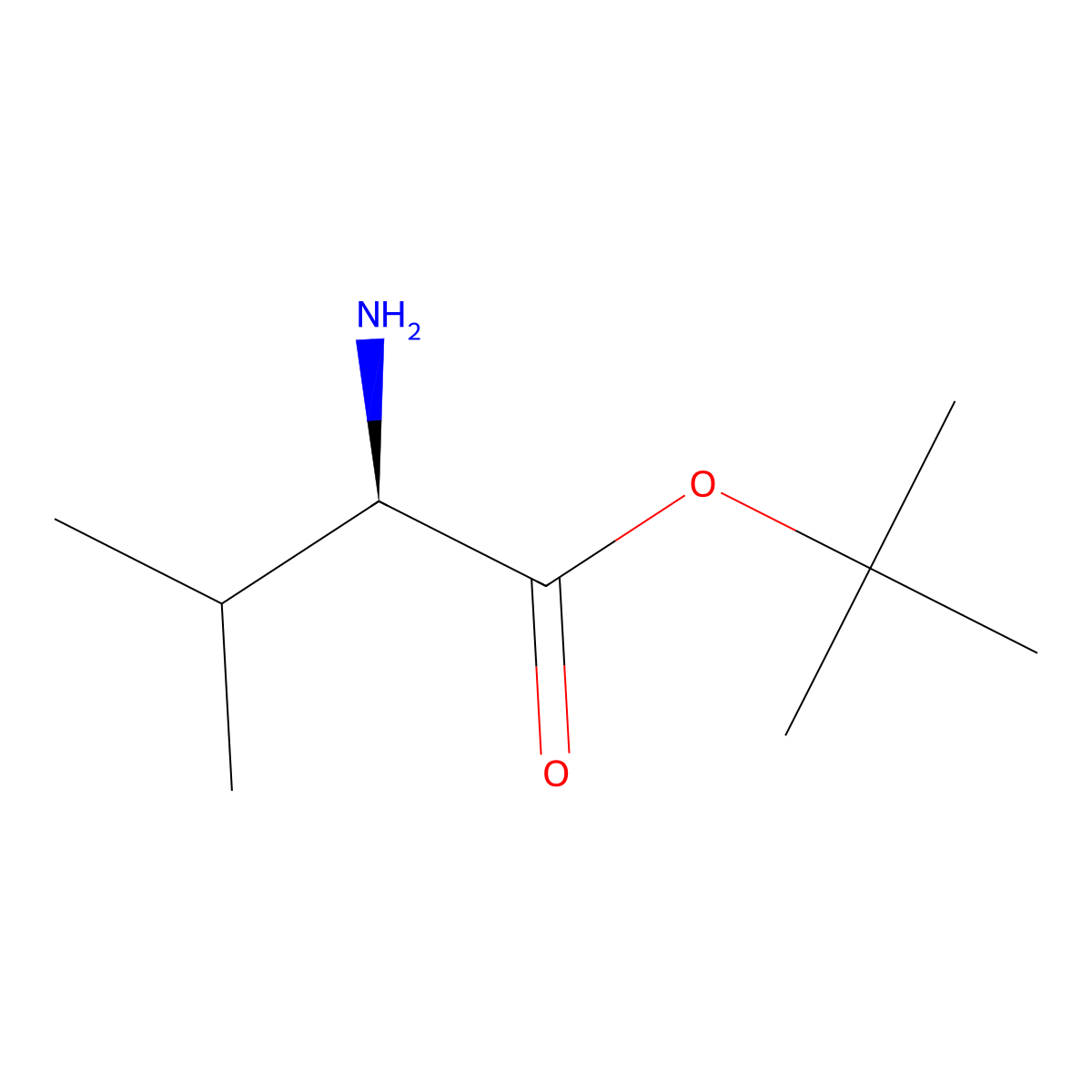tert-butyl D-valinate molecular structure, CAS 21691-52-1