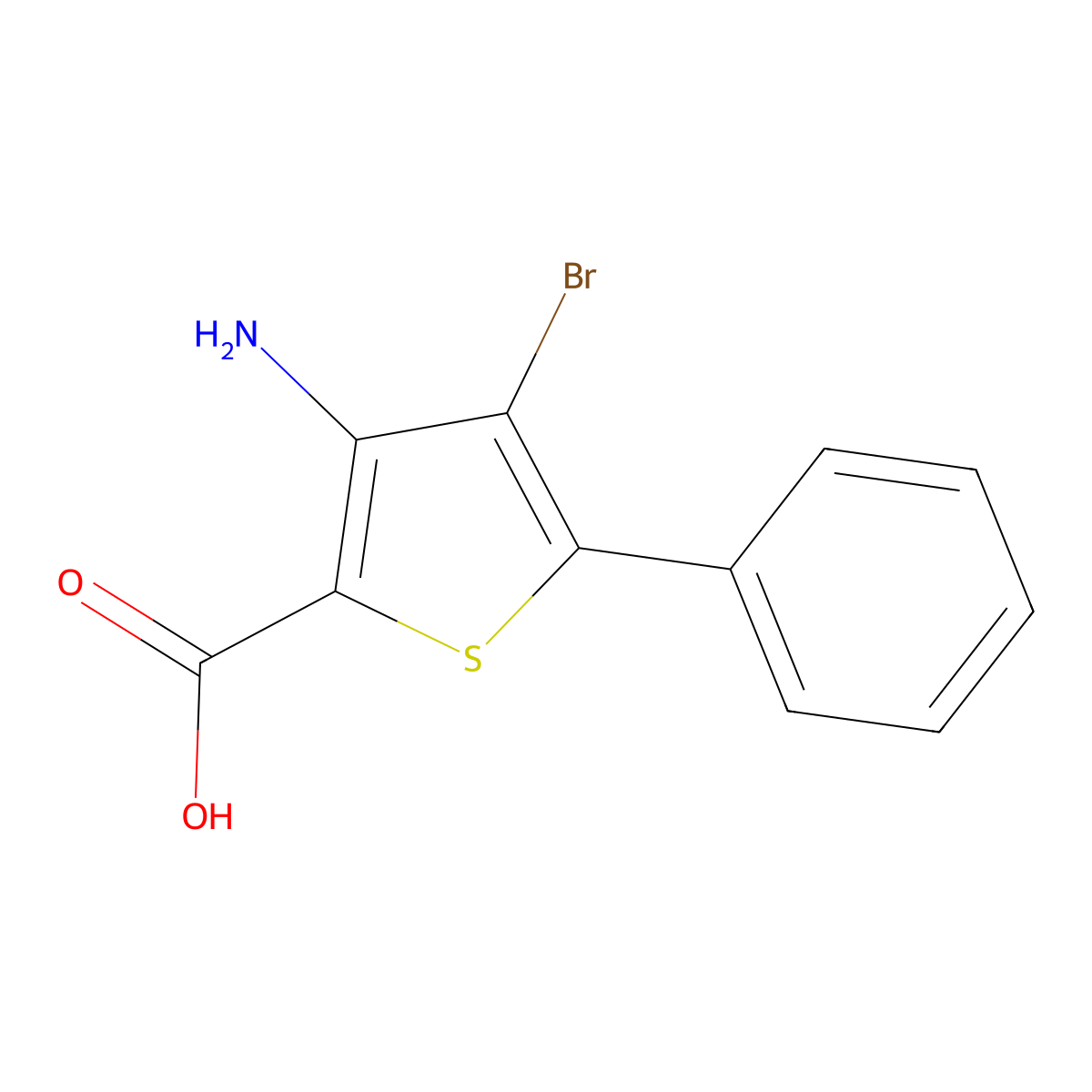 3-Amino-4-bromo-5-phenylthiophene-2-carboxylic acid molecular structure, CAS 2169100-40-5