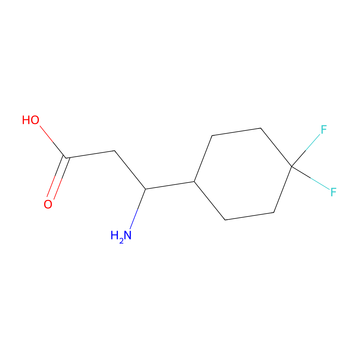 3-Amino-3-(4,4-difluorocyclohexyl)propanoic acid molecular structure, CAS 2169103-39-1
