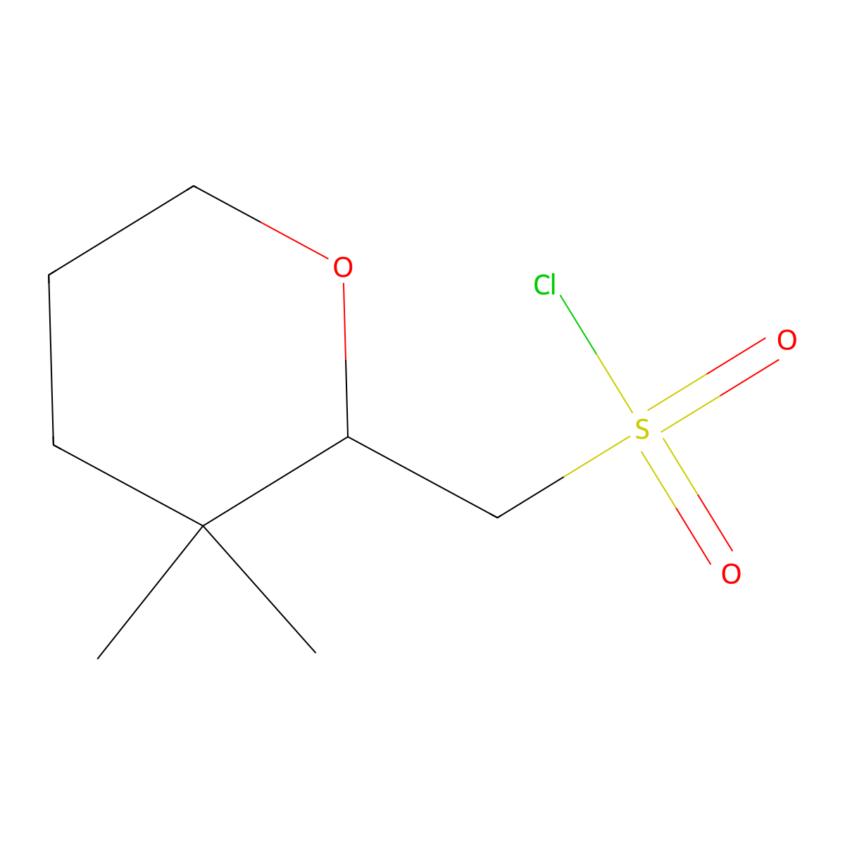 (3,3-Dimethyloxan-2-yl)methanesulfonyl chloride molecular structure, CAS 2169104-03-2