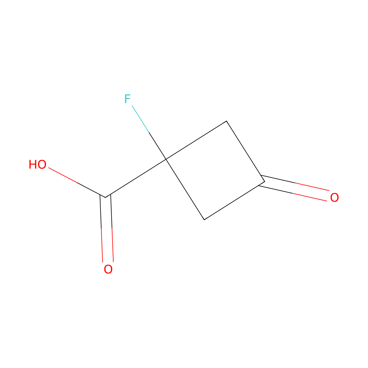 1-Fluoro-3-oxocyclobutane-1-carboxylic acid molecular structure, CAS 2169118-18-5