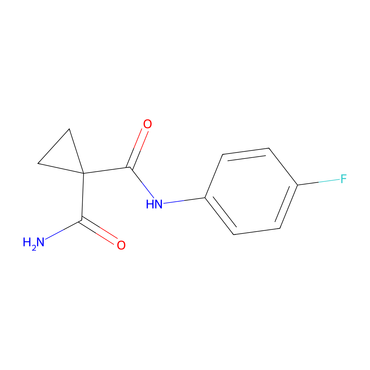N'-(4-fluorophenyl)cyclopropane-1,1-dicarboxamide molecular structure, CAS 2169120-46-9