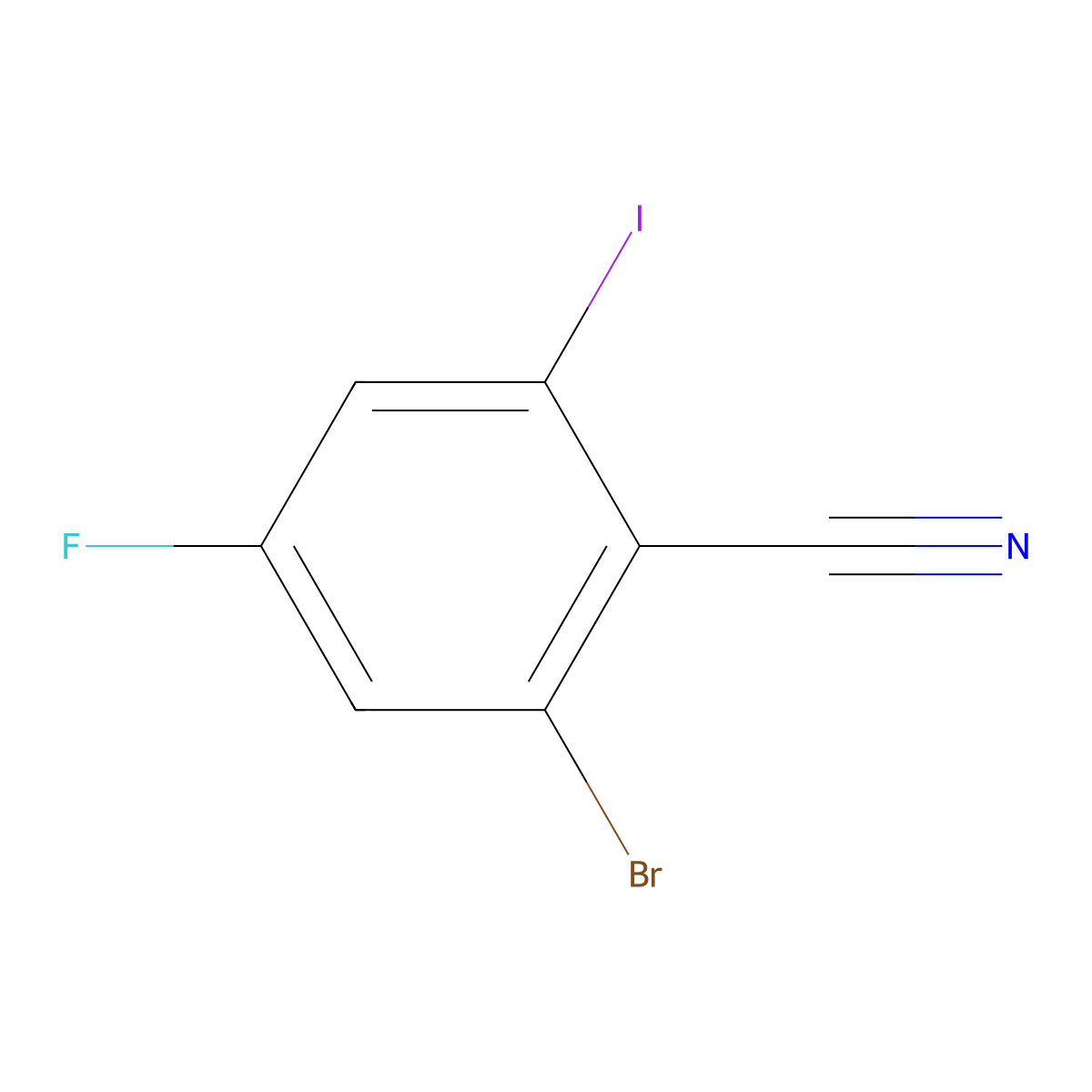 2-Bromo-4-fluoro-6-iodobenzonitrile molecular structure, CAS 2169122-11-4