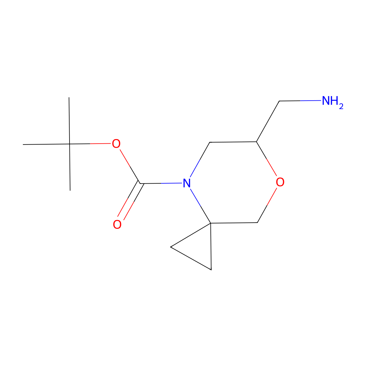 Tert-butyl 6-(aminomethyl)-7-oxa-4-azaspiro[2.5]octane-4-carboxylate molecular structure, CAS 2169126-19-4