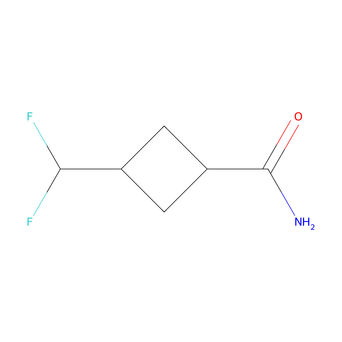 trans-3-(Difluoromethyl)cyclobutane-1-carboxamide molecular structure, CAS 2169127-41-5