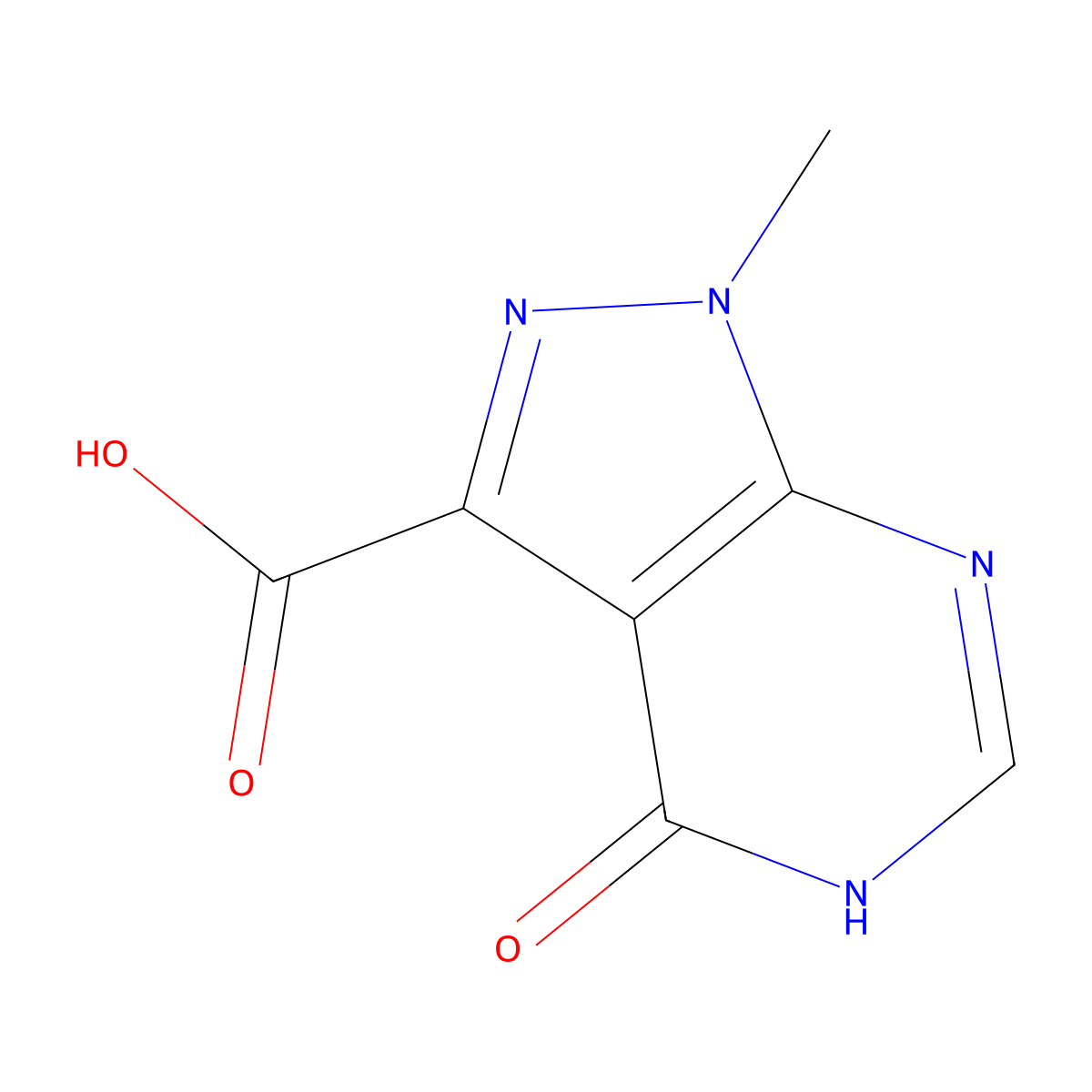 1-methyl-4-oxo-5H-pyrazolo[5,4-d]pyrimidine-3-carboxylic acid molecular structure, CAS 2169128-75-8