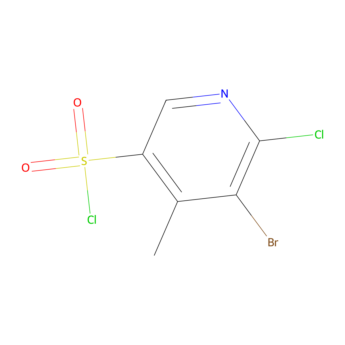 5-Bromo-6-chloro-4-methylpyridine-3-sulfonyl chloride molecular structure, CAS 2169135-47-9
