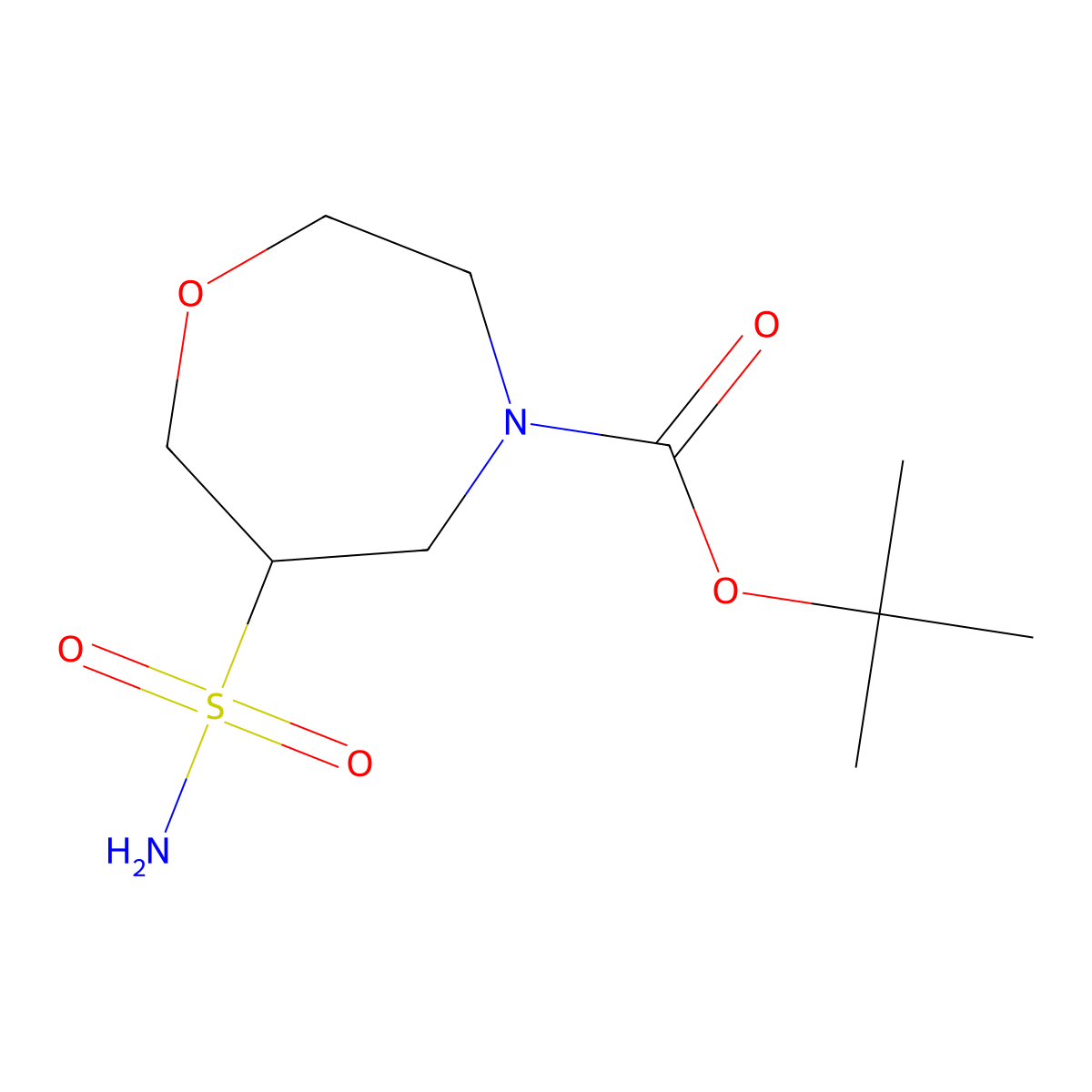 Tert-butyl 6-sulfamoyl-1,4-oxazepane-4-carboxylate molecular structure, CAS 2169136-92-7