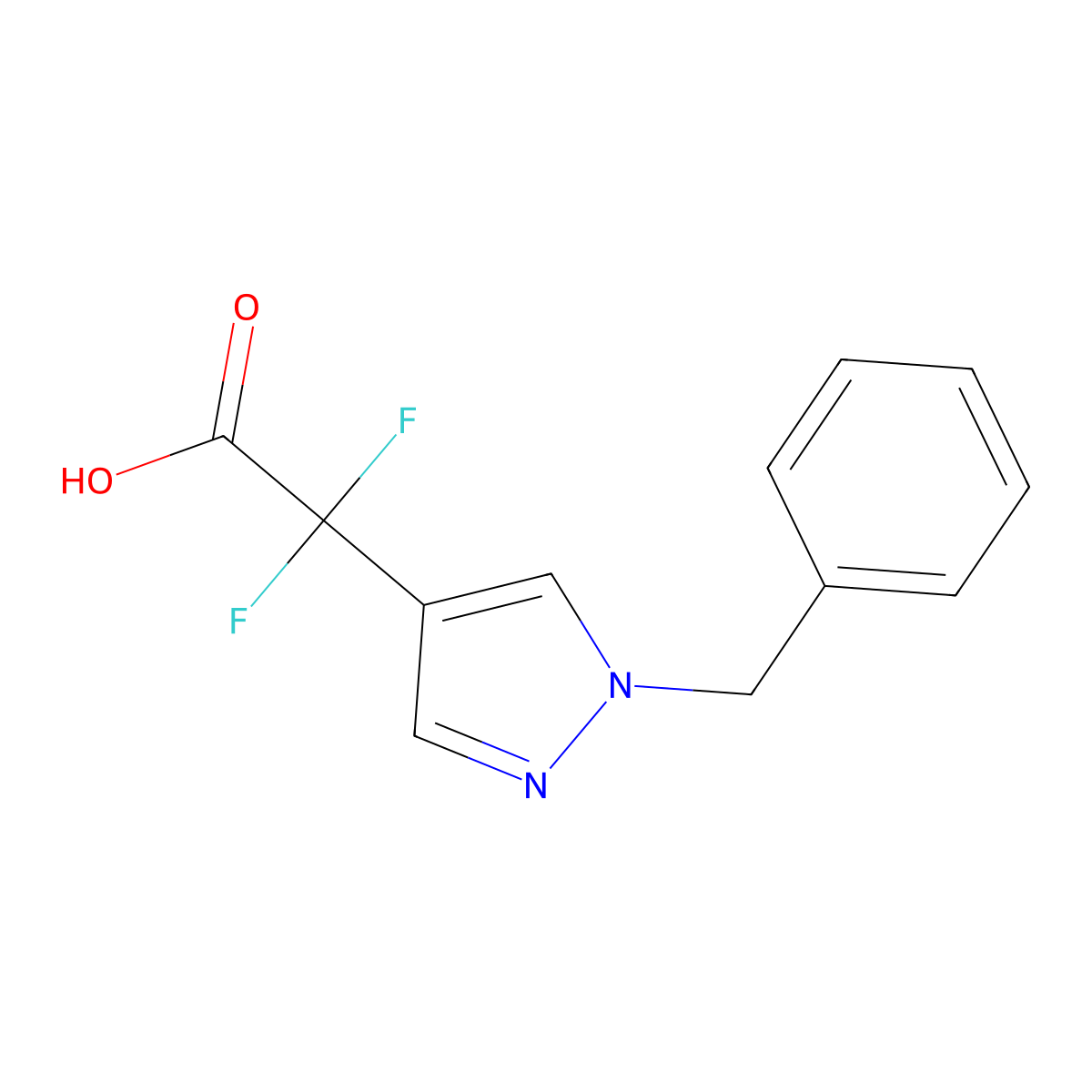 2-(1-benzyl-1H-pyrazol-4-yl)-2,2-difluoroacetic acid molecular structure, CAS 2169137-85-1