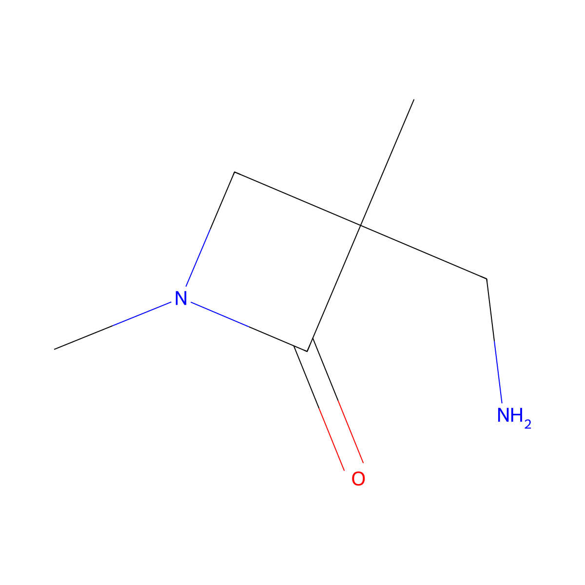3-(Aminomethyl)-1,3-dimethylazetidin-2-one molecular structure, CAS 2169138-89-8