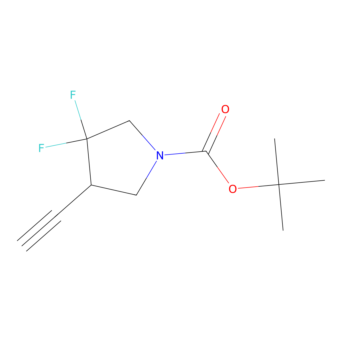tert-Butyl 4-ethynyl-3,3-difluoropyrrolidine-1-carboxylate molecular structure, CAS 2169140-27-4