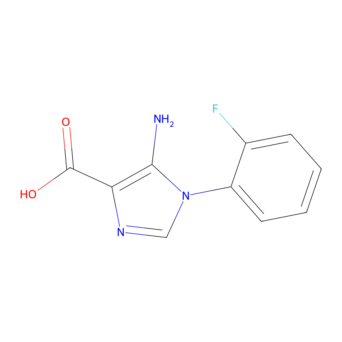 5-amino-1-(2-fluorophenyl)-1H-imidazole-4-carboxylic acid molecular structure, CAS 2169143-01-3