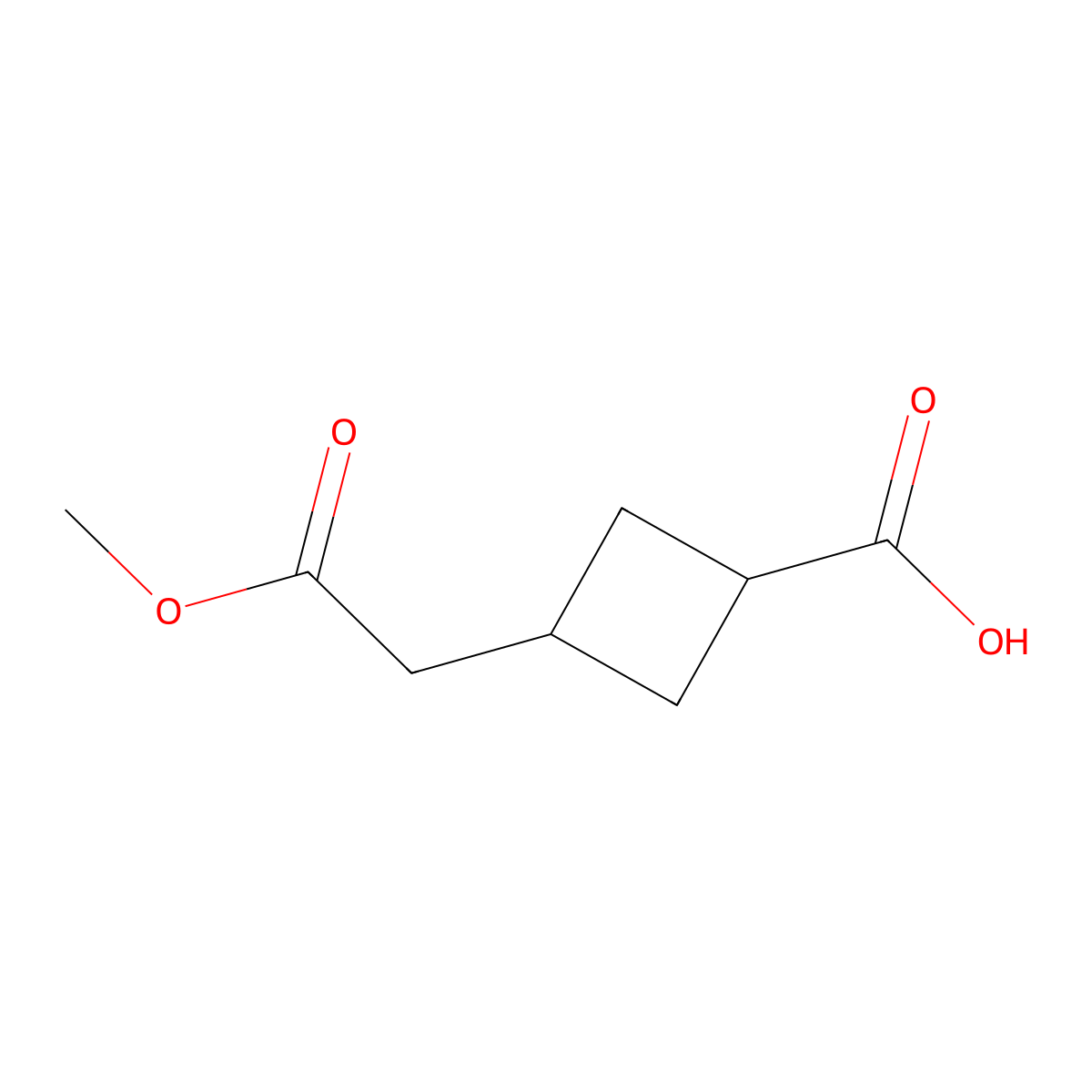 3-(2-Methoxy-2-oxoethyl)cyclobutane-1-carboxylic acid molecular structure, CAS 2169144-14-1
