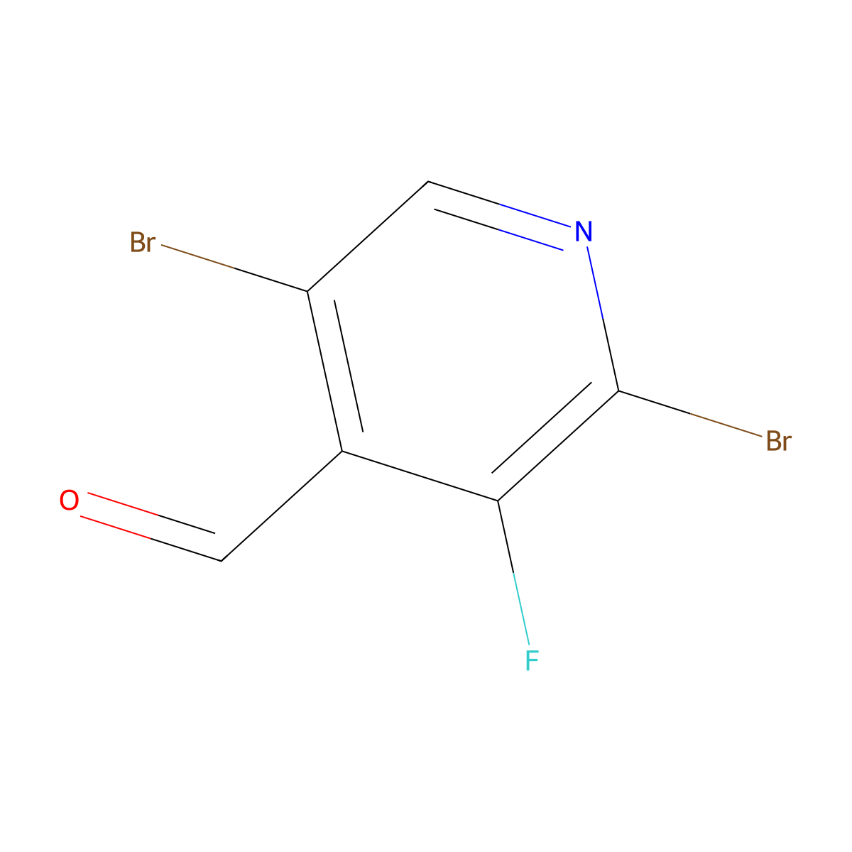 2,5-Dibromo-3-fluoropyridine-4-carbaldehyde molecular structure, CAS 2169144-70-9