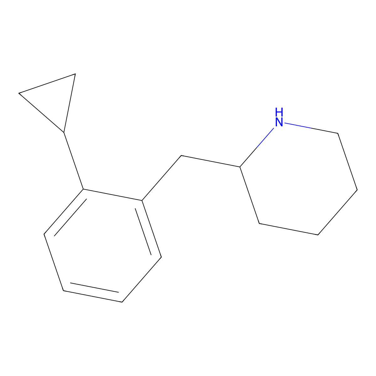 2-((2-Cyclopropylphenyl)methyl)piperidine molecular structure, CAS 2169151-02-2