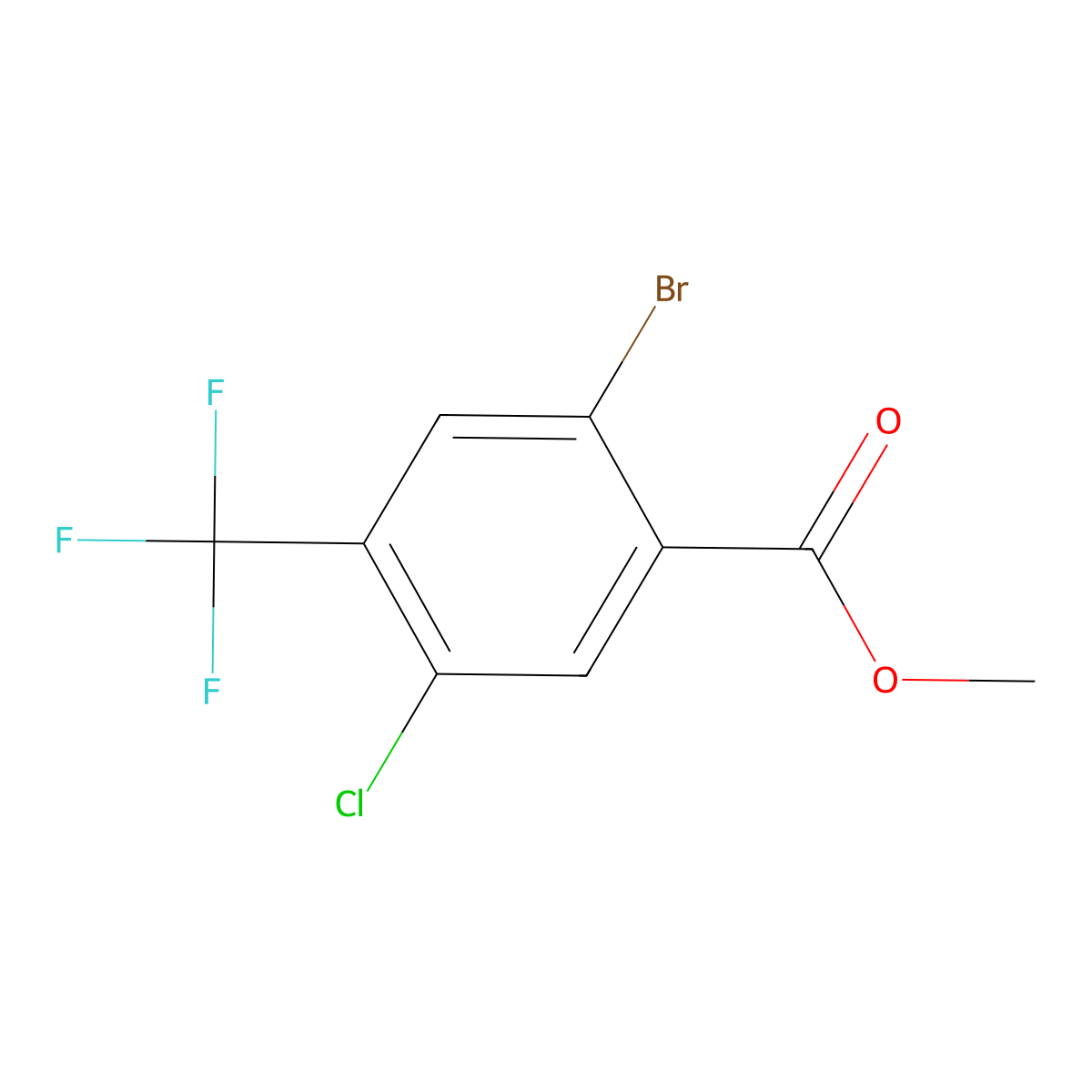 Methyl 2-bromo-5-chloro-4-(trifluoromethyl)benzoate molecular structure, CAS 2169152-40-1