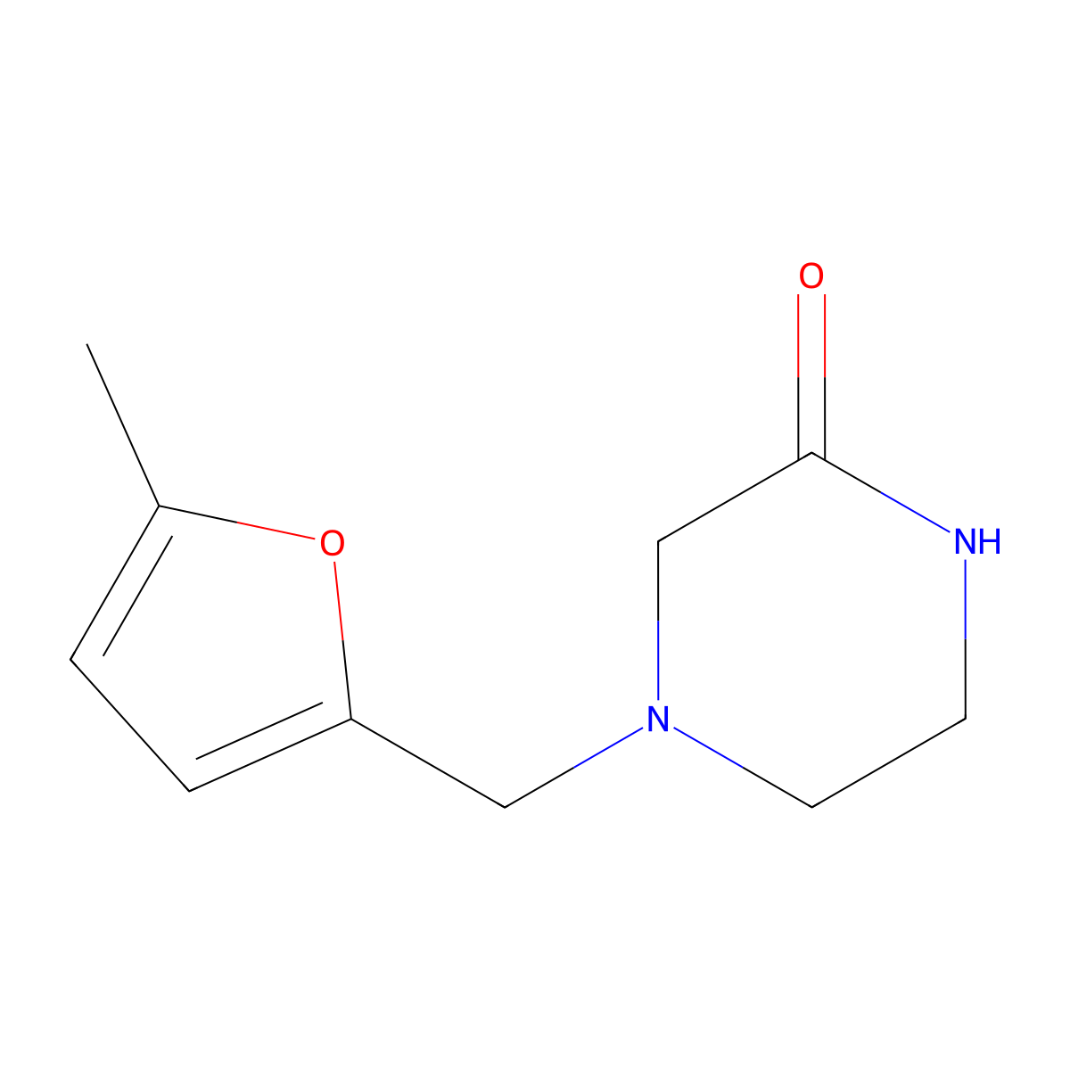 4-[(5-Methylfuran-2-yl)methyl]piperazin-2-one molecular structure, CAS 2169159-44-6