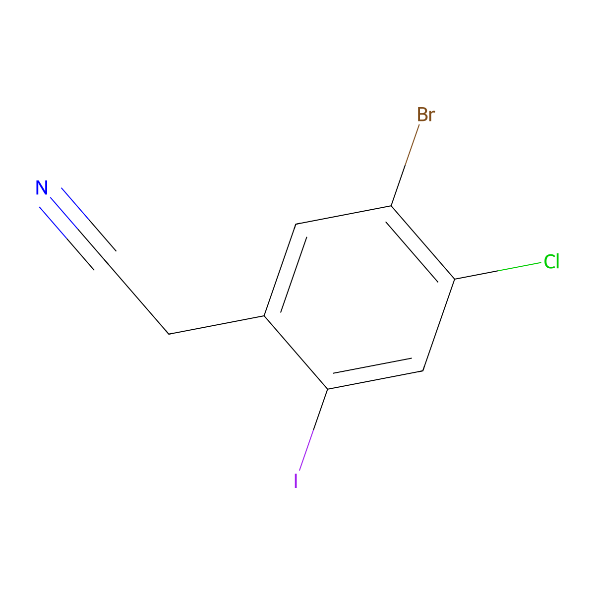 2-(5-Bromo-4-chloro-2-iodophenyl)acetonitrile molecular structure, CAS 2169160-87-4
