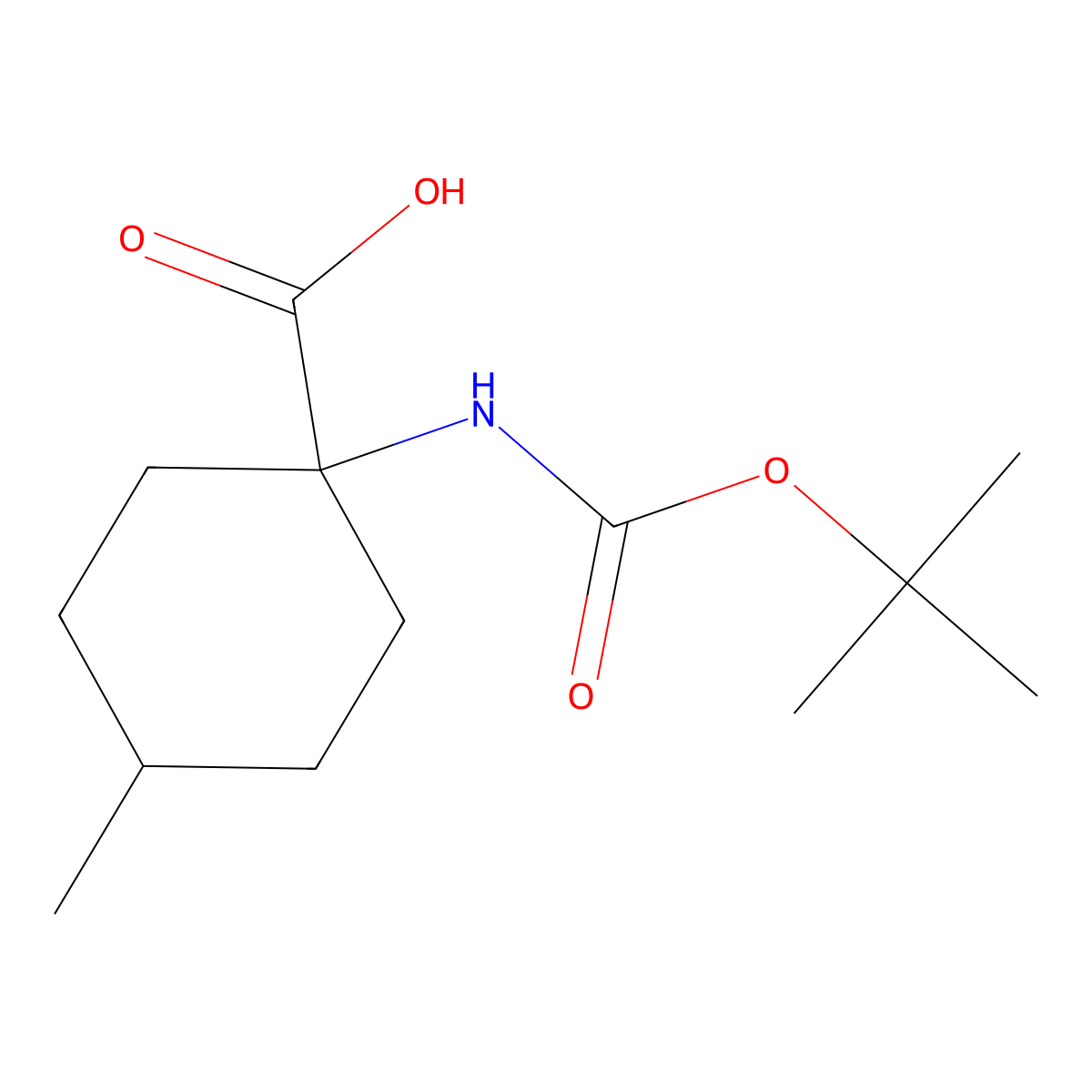 Rac-(1r,4r)-1-(((tert-butoxy)carbonyl)amino)-4-methylcyclohexane-1-carboxylic acid molecular structure, CAS 2169168-08-3