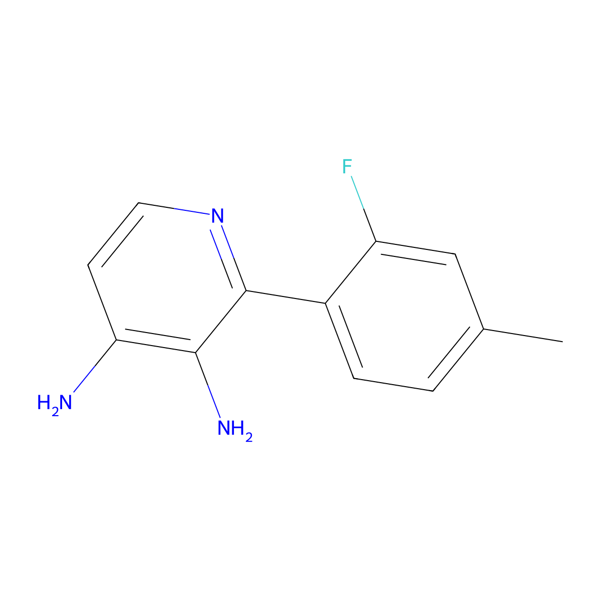 2-(2-Fluoro-4-methylphenyl)pyridine-3,4-diamine molecular structure, CAS 2169171-06-4