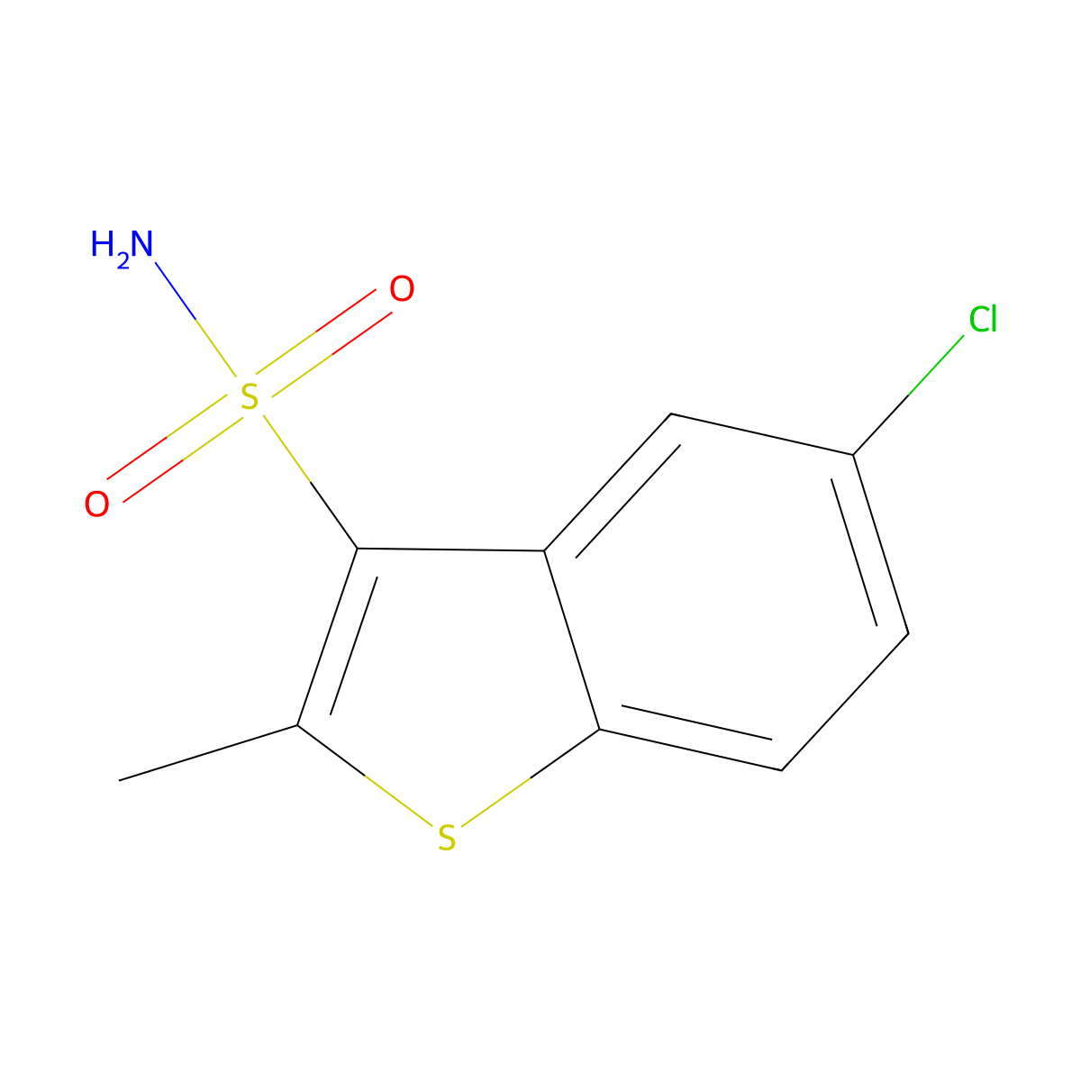 5-Chloro-2-methyl-1-benzothiophene-3-sulfonamide molecular structure, CAS 2169171-93-9