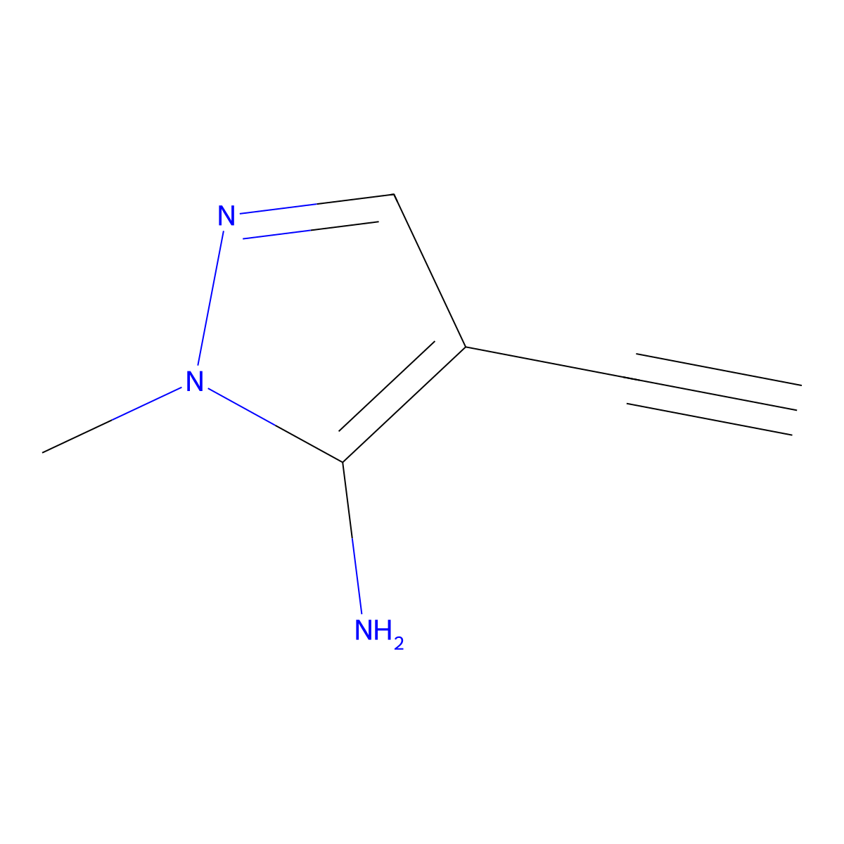 4-ethynyl-1-methyl-1H-pyrazol-5-amine molecular structure, CAS 2169175-25-9