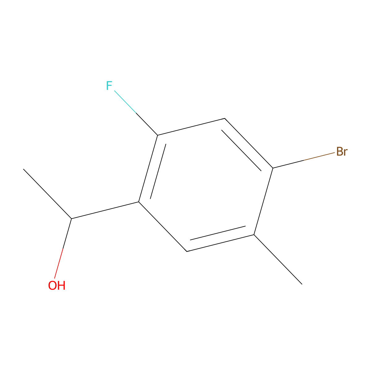 1-(4-Bromo-2-fluoro-5-methylphenyl)ethanol molecular structure, CAS 2169176-37-6