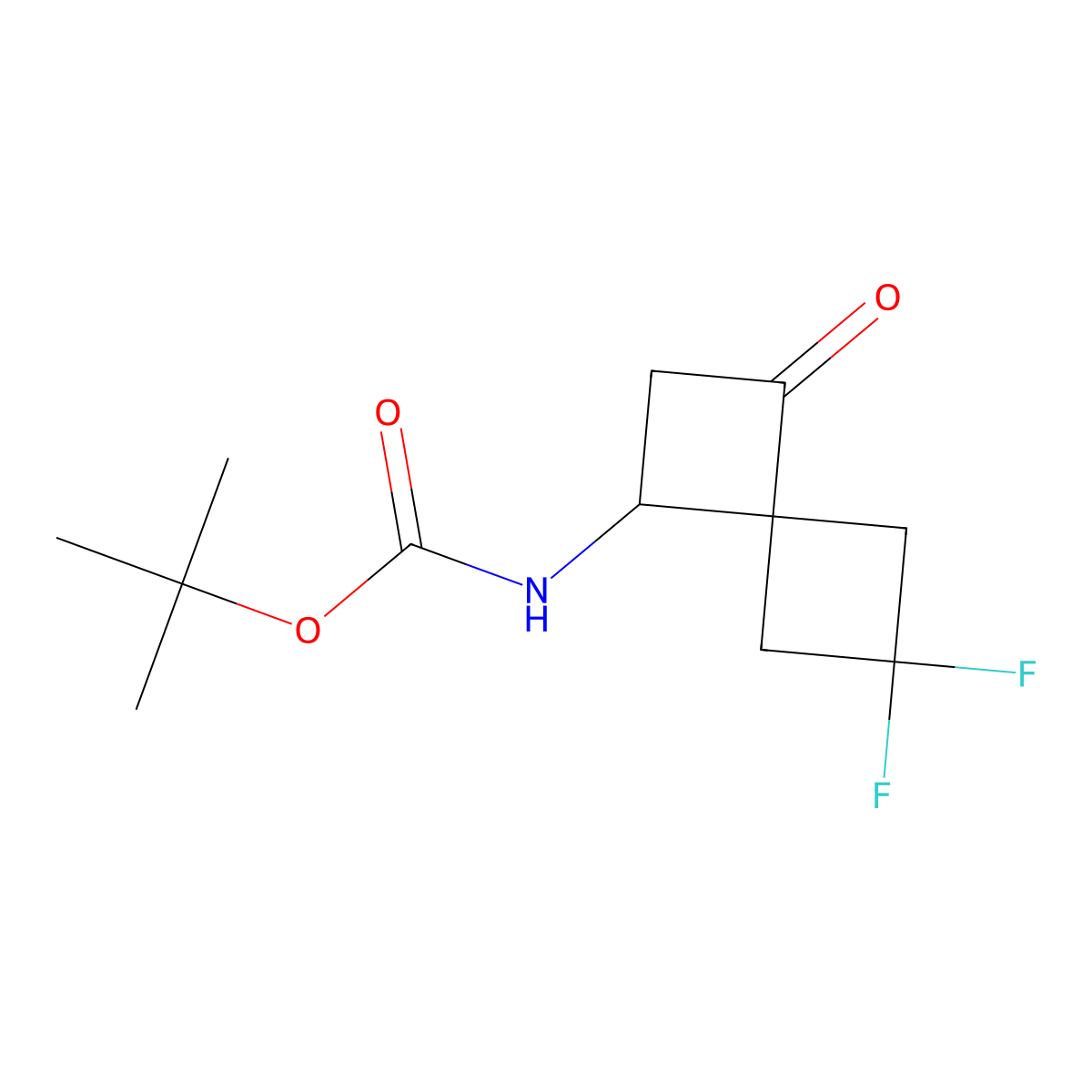 tert-butyl N-{6,6-difluoro-3-oxospiro[3.3]heptan-1-yl}carbamate molecular structure, CAS 2169177-19-7