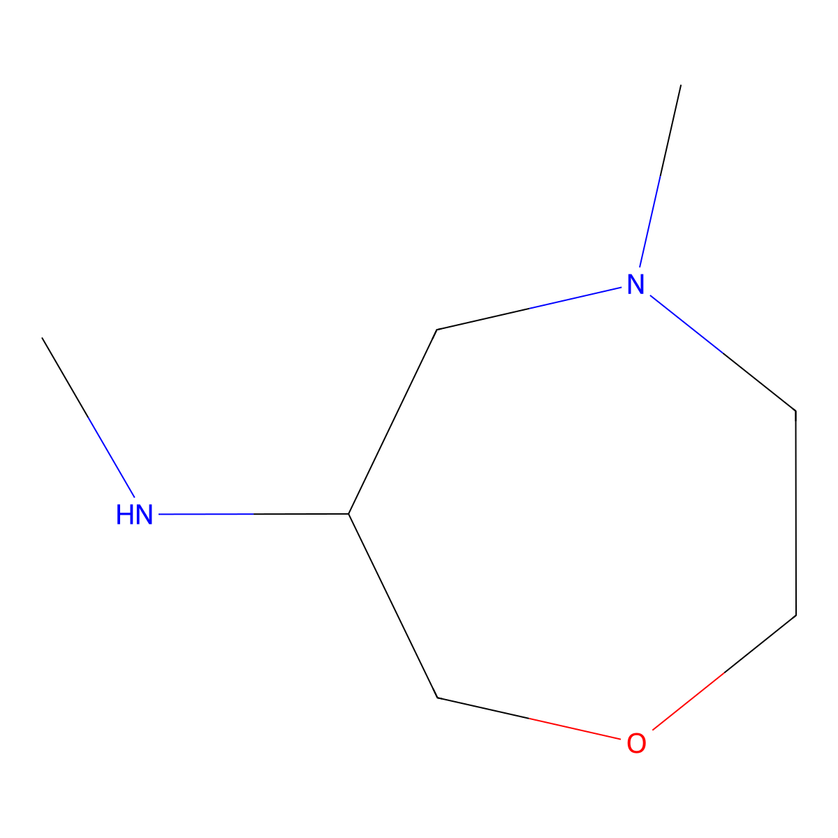 N,4-dimethyl-1,4-oxazepan-6-amine molecular structure, CAS 2169178-25-8