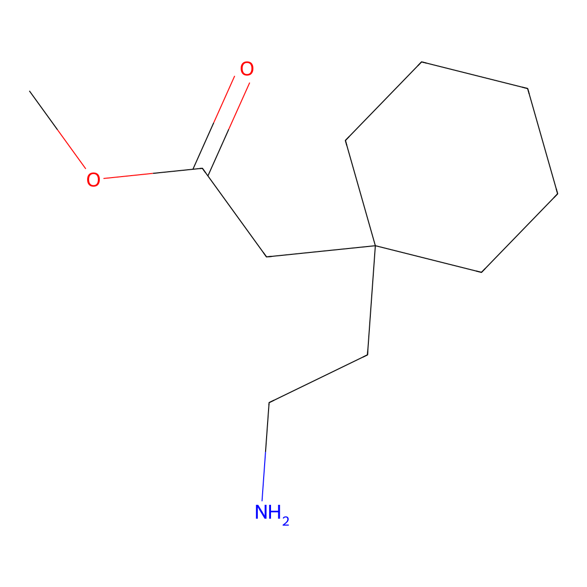 Methyl 2-[1-(2-aminoethyl)cyclohexyl]acetate molecular structure, CAS 2169180-06-5