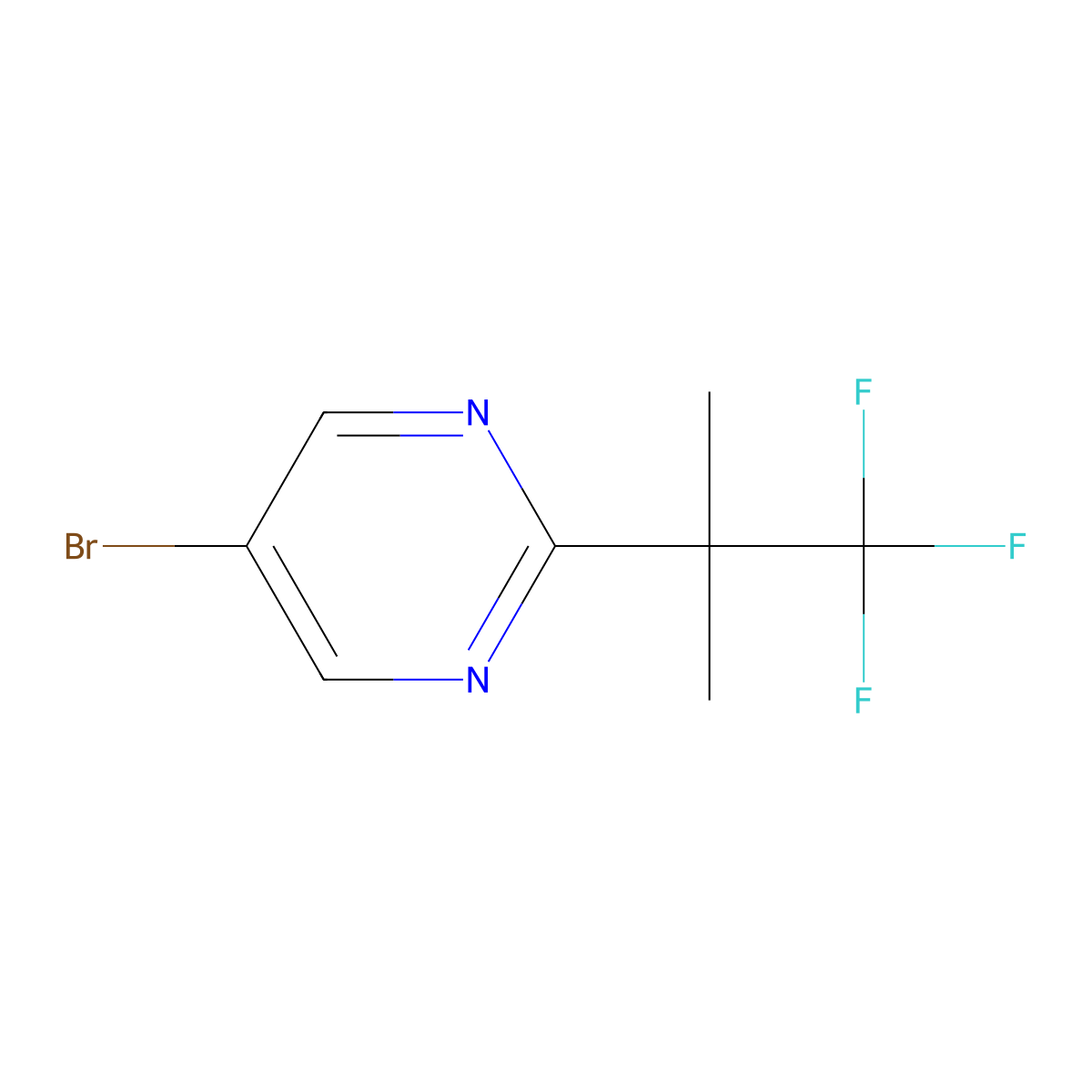 5-Bromo-2-(1,1,1-trifluoro-2-methylpropan-2-yl)pyrimidine molecular structure, CAS 2169183-14-4