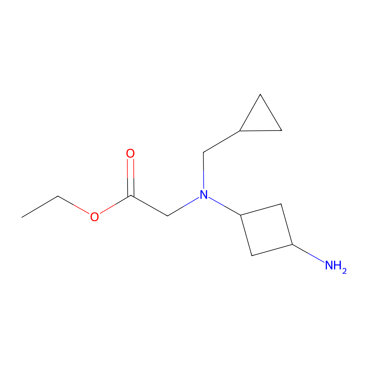 Ethyl 2-[(3-aminocyclobutyl)(cyclopropylmethyl)amino]acetate molecular structure, CAS 2169184-51-2