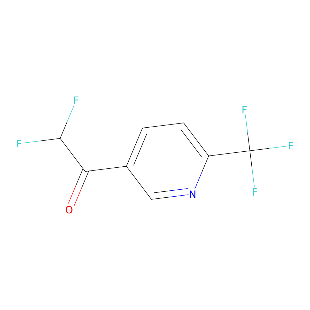 2,2-Difluoro-1-[6-(trifluoromethyl)pyridin-3-yl]ethan-1-one molecular structure, CAS 2169188-98-9