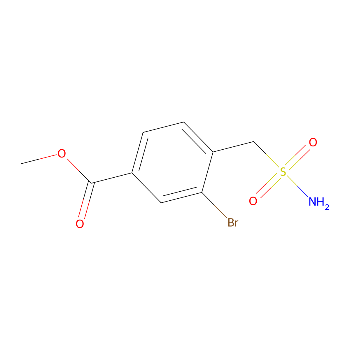 Methyl 3-bromo-4-(sulfamoylmethyl)benzoate molecular structure, CAS 2169189-25-5