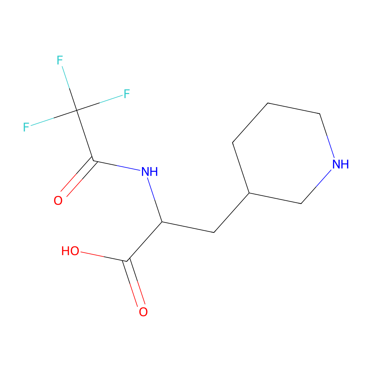 3-(Piperidin-3-yl)-2-(trifluoroacetamido)propanoic acid molecular structure, CAS 2169189-86-8