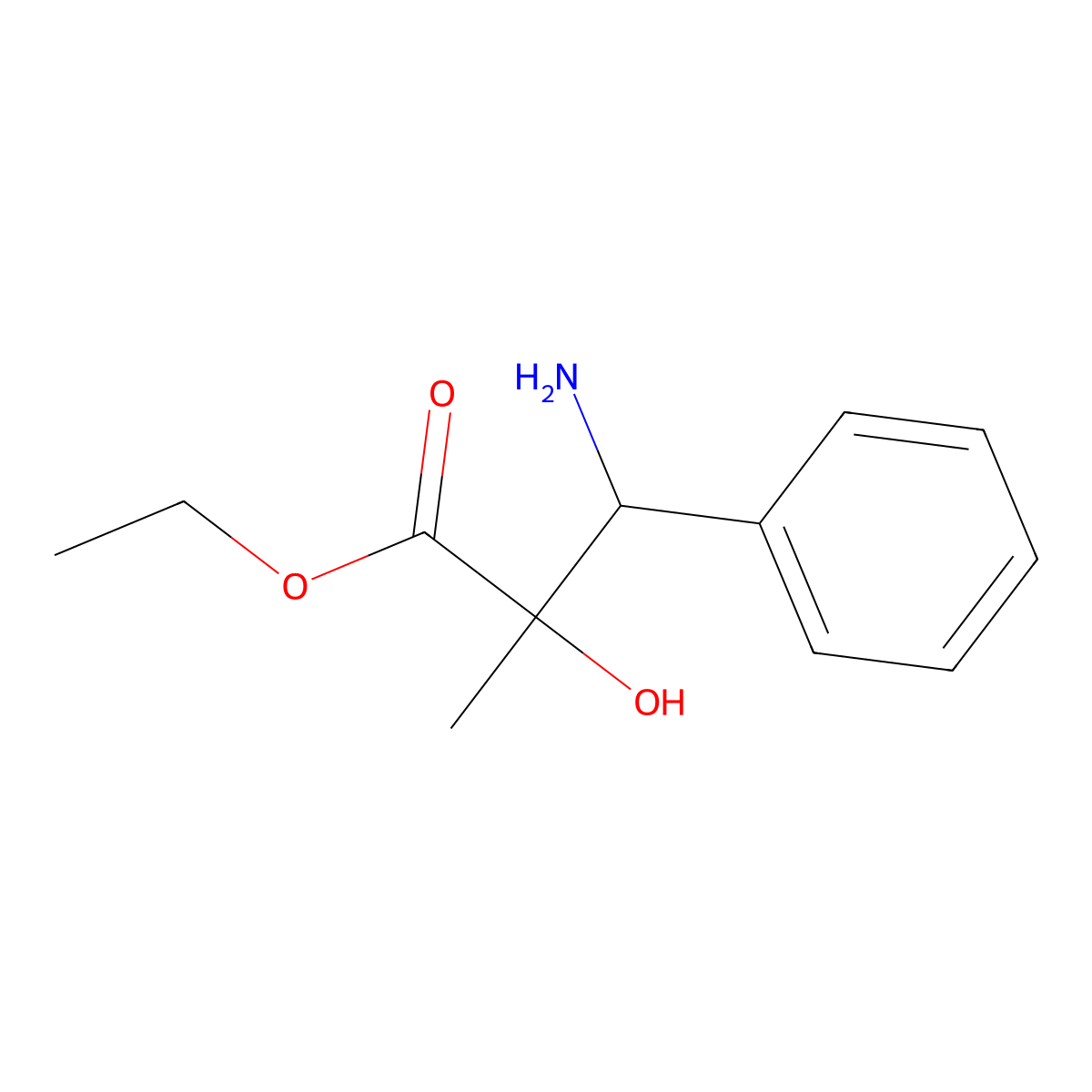 Ethyl 3-amino-2-hydroxy-2-methyl-3-phenylpropanoate molecular structure, CAS 2169191-60-8