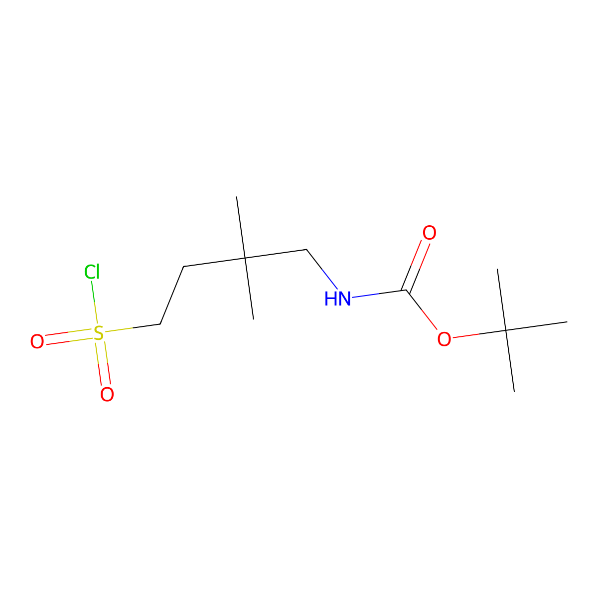 tert-butyl N-[4-(chlorosulfonyl)-2,2-dimethylbutyl]carbamate molecular structure, CAS 2169198-34-7