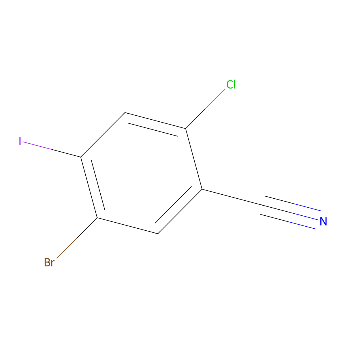 5-Bromo-2-chloro-4-iodobenzonitrile molecular structure, CAS 2169199-30-6