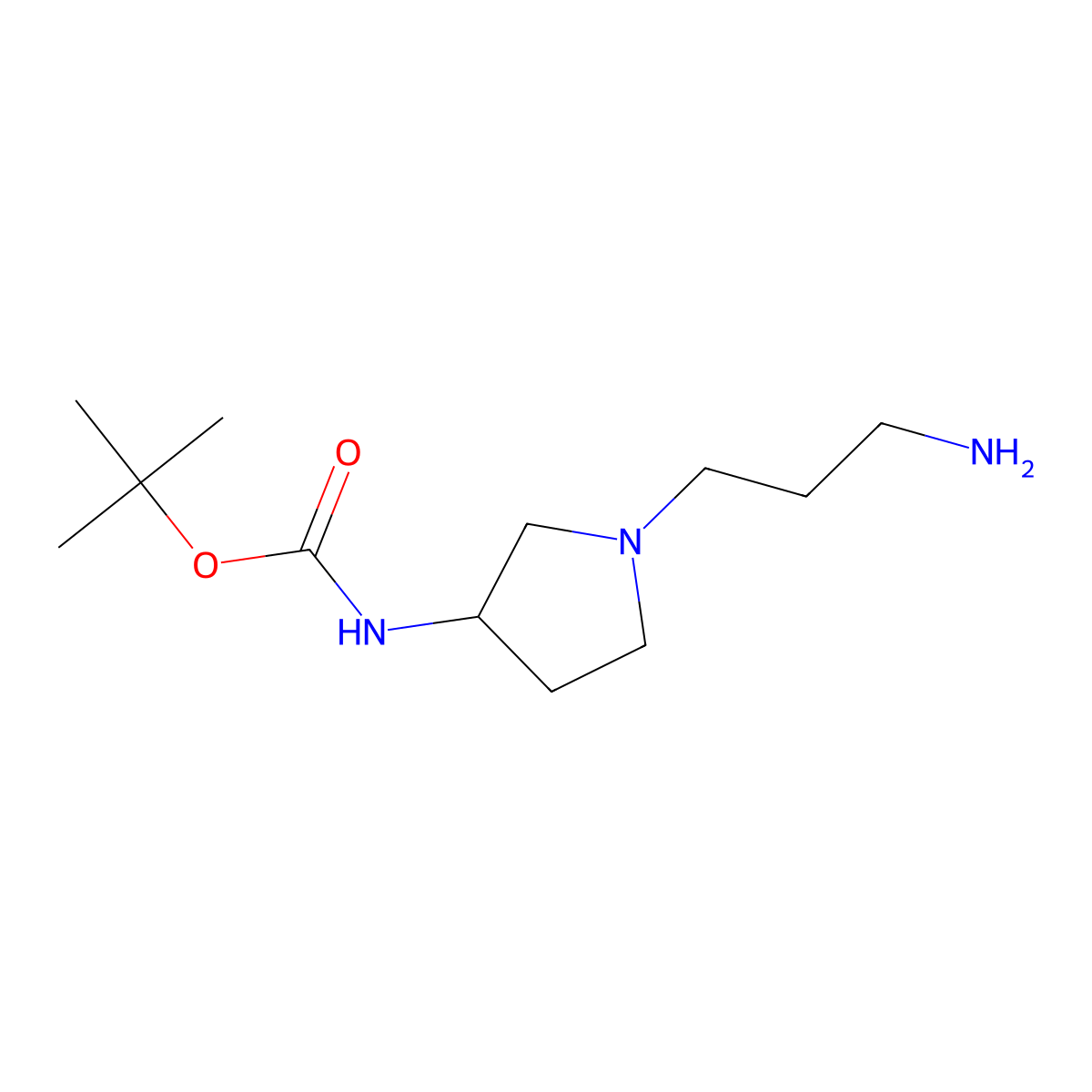 tert-butyl N-[1-(3-aminopropyl)pyrrolidin-3-yl]carbamate molecular structure, CAS 2169201-76-5