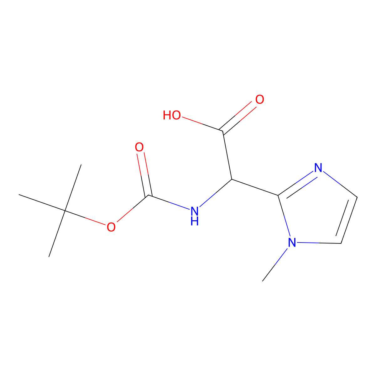 2-{[(tert-butoxy)carbonyl]amino}-2-(1-methyl-1H-imidazol-2-yl)acetic acid molecular structure, CAS 2169206-16-8