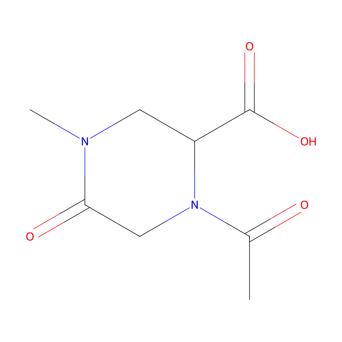 1-Acetyl-4-methyl-5-oxopiperazine-2-carboxylic acid molecular structure, CAS 2169207-81-0